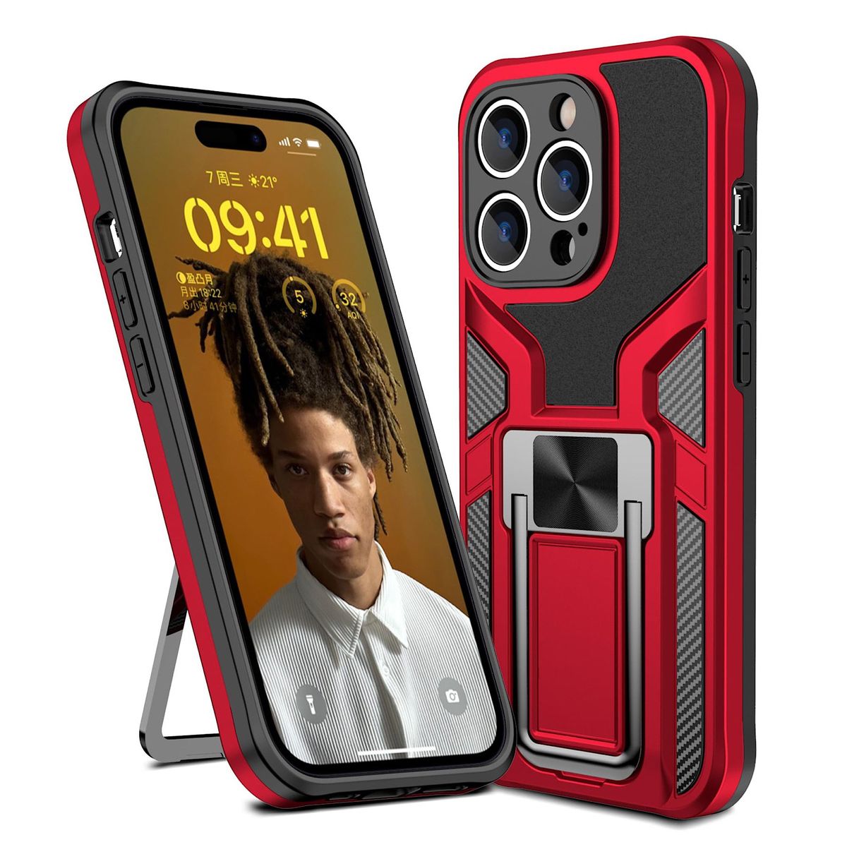 GENERICO - Carcasa Armor Para iPhone 14 Pro  - Rojo