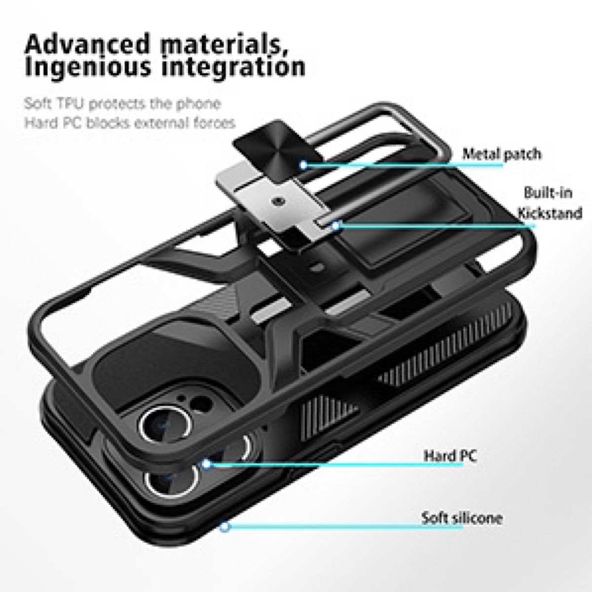 GENERICO - Carcasa Armor Para iPhone 14 Pro Max - Negro