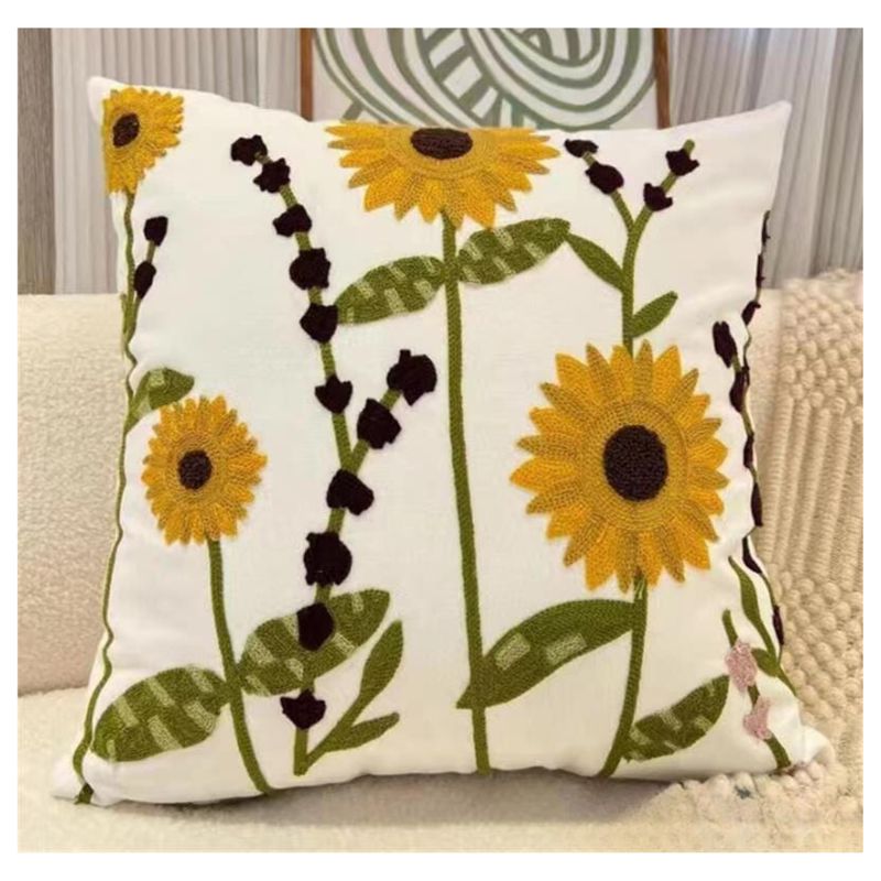 GENERICO - Set de 4 fundas de cojín diseño florales con 4 rellenos