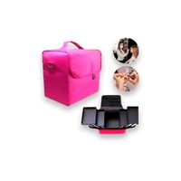 Maleta Organizadora de Tela Maquillaje Chica Fucsia