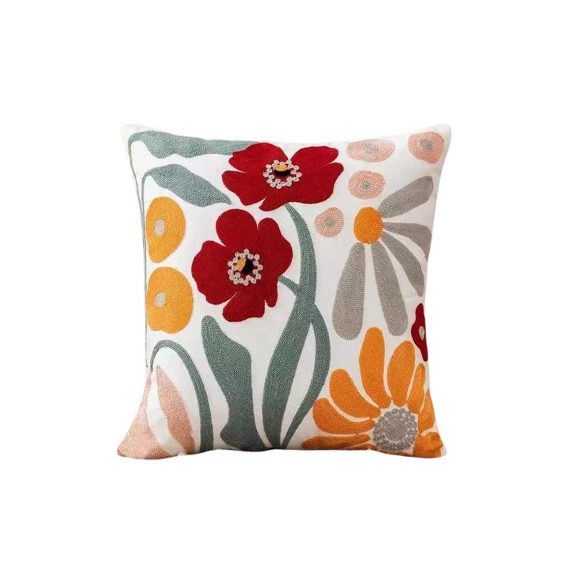 GENERICO - Set de 4 fundas de cojín diseño florales con 4 rellenos