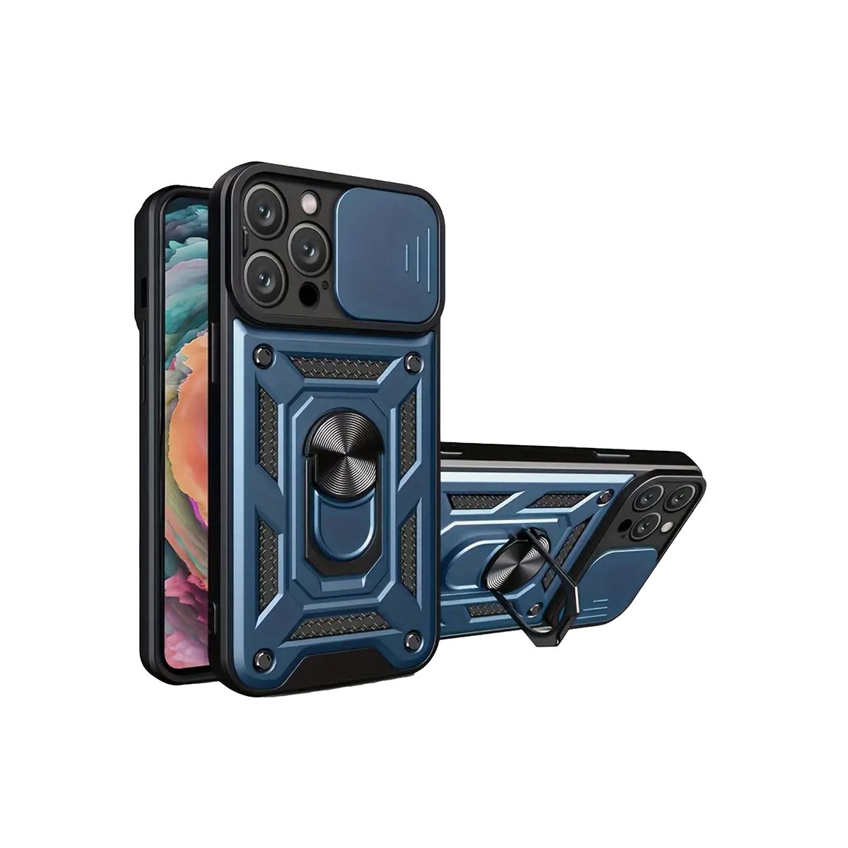 JOIGO - Carcasa Armor Con Anillo Para iPhone 16 Pro Azul