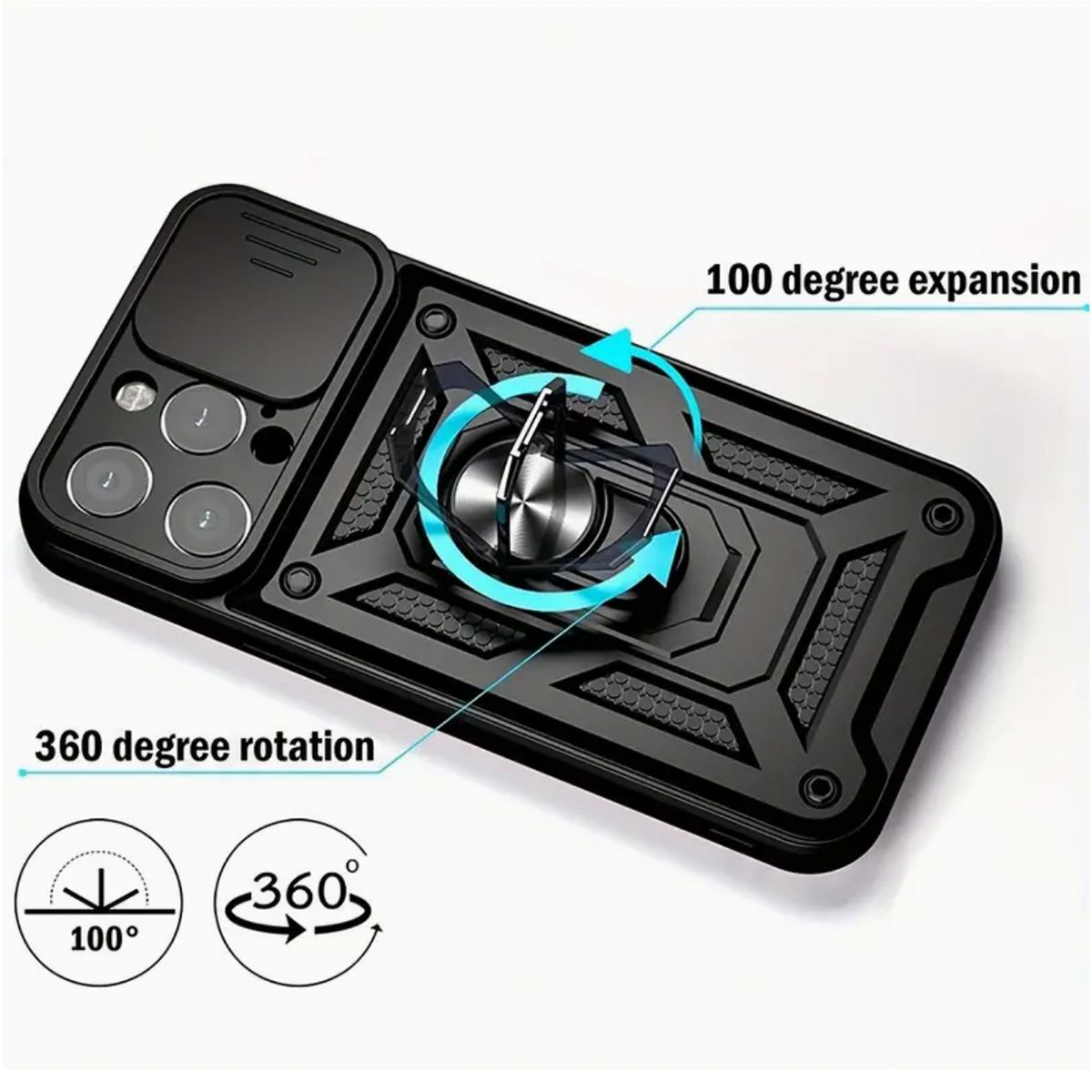 JOIGO - Carcasa Armor Con Anillo Para iPhone 16 Pro Azul