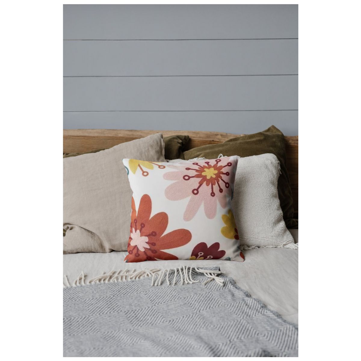 GENERICO - Set de 4 fundas de cojín diseño florales con 4 rellenos