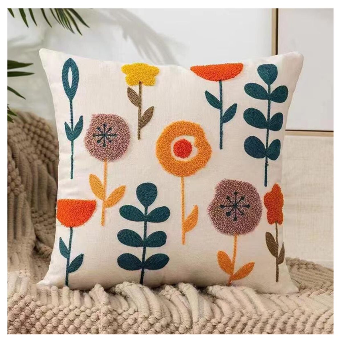 GENERICO - Set de 4 fundas de cojín diseño florales con 4 rellenos