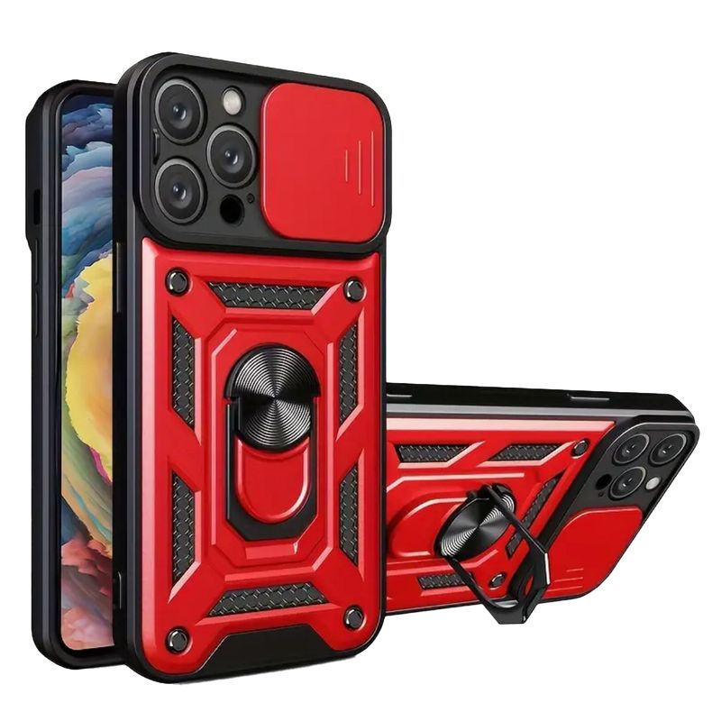 JOICO - Carcasa Armor Con Anillo Para iPhone 16 Pro Max Rojo