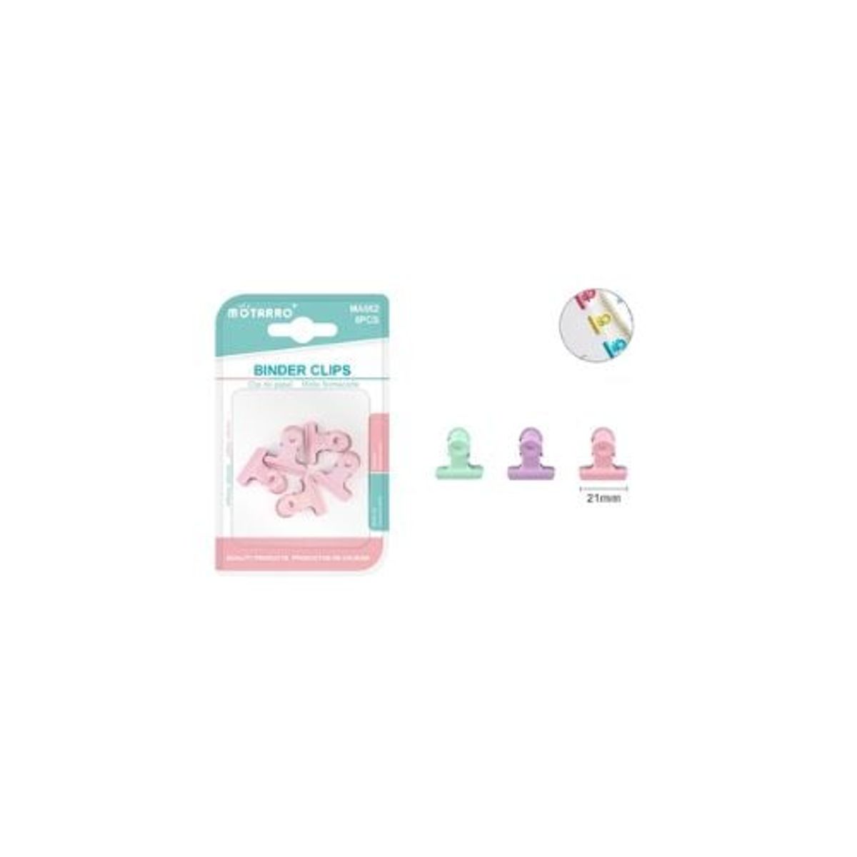 GENERICO - Pinza Documentos Color Pastel 21 Mm