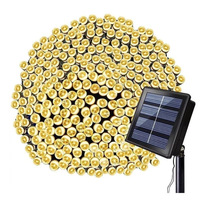 GENERICO - Luces Guirnaldas Solar Cálidas 200 Led 20 Metros