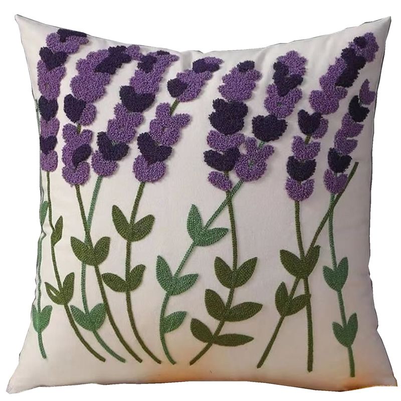 DECORACION CREATIVA - Cojin Bordado Lavanda Lila