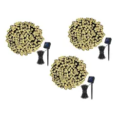 GENERICO - Pack X3 Guirnaldas Cálidas Solares 20 Metros 200 Led