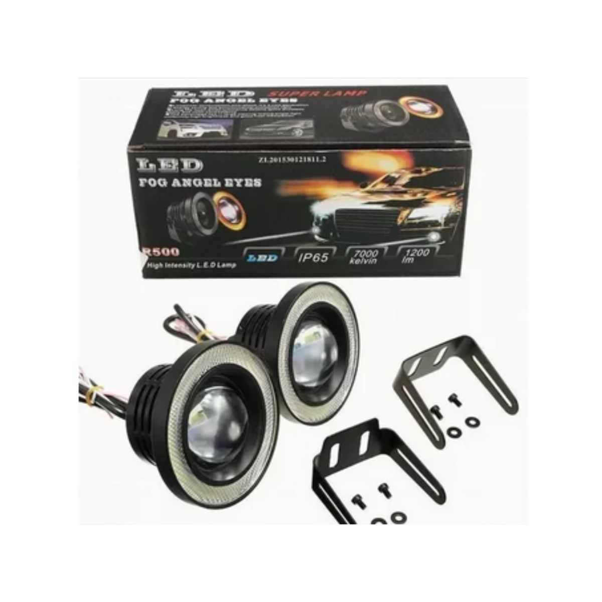 GENERICO - Par Focos Neblineros Led Ojos De Ángel 89mm Blanco + Blanco