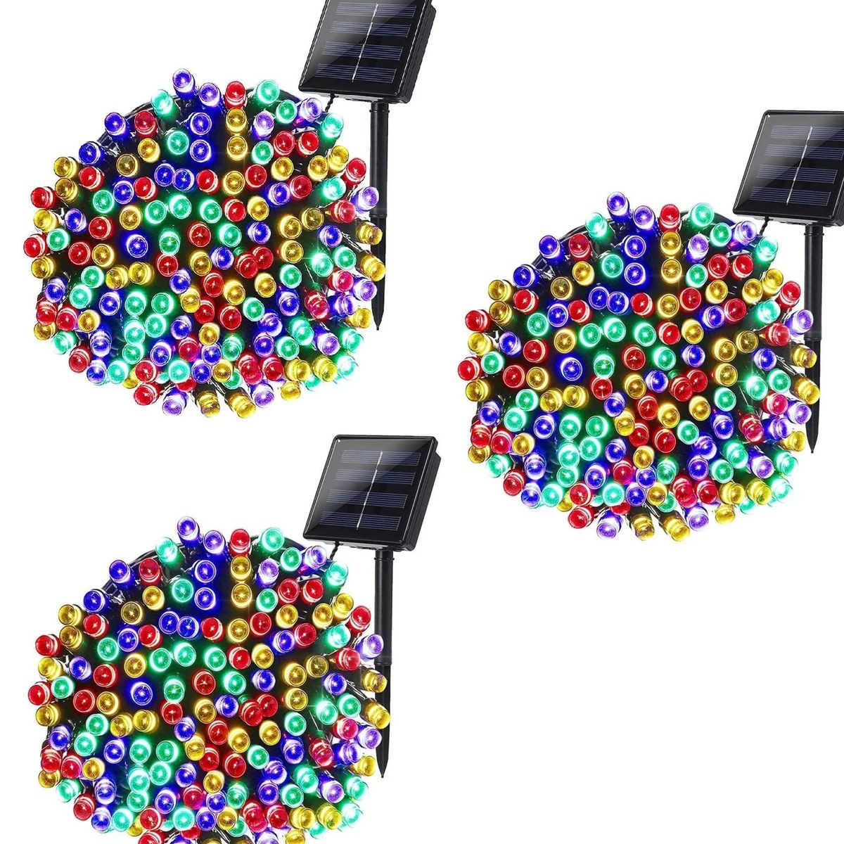 GENERICO - Pack X3 Luces Guirnaldas Solar Multicolor 200 Led 20 Metros