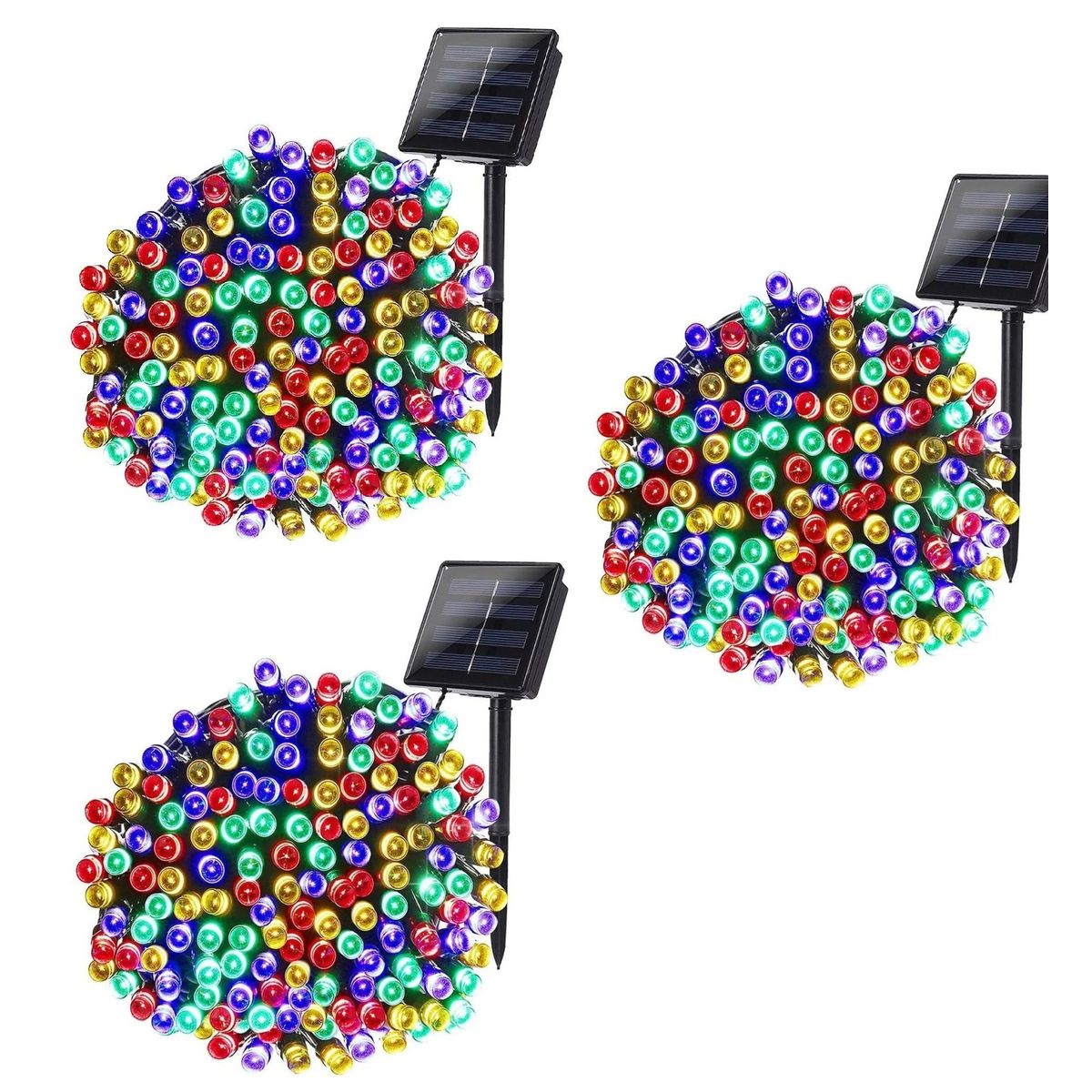 GENERICO - Pack X3 Luces Guirnaldas Solar Multicolor 200 Led 20 Metros