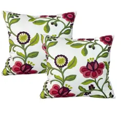 DECORACION CREATIVA - 2 Fundas Bordadas - Flores rojas