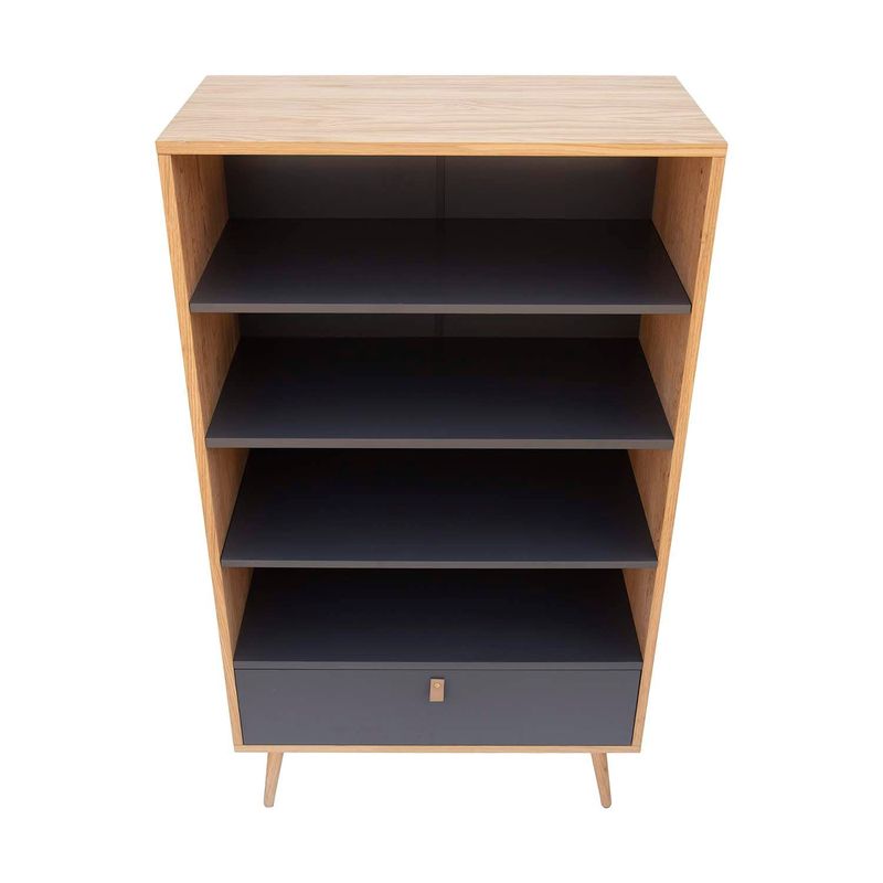 WHITE MARKET - Librero Lugano, 4 repisas y 1 cajón