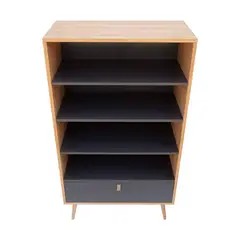WHITE MARKET - Librero Lugano, 4 repisas y 1 cajón