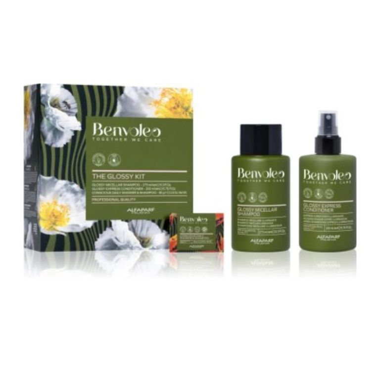 KIT SHAMPOO+ACOND+SHAMPOO SOLIDO BRILLO GLOSSY BENVOLEO VEGANO ALFAPARF