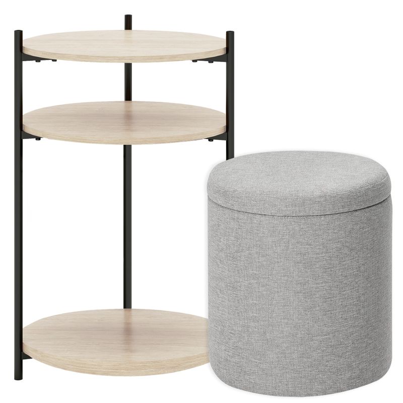 CARRY ALL - Mesa Arrimo 3 Repisas Con Pouf Minimalist 2 En 1
