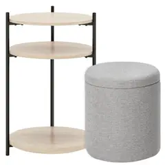 CARRY ALL - Mesa Arrimo 3 Repisas Con Pouf Minimalist 2 En 1