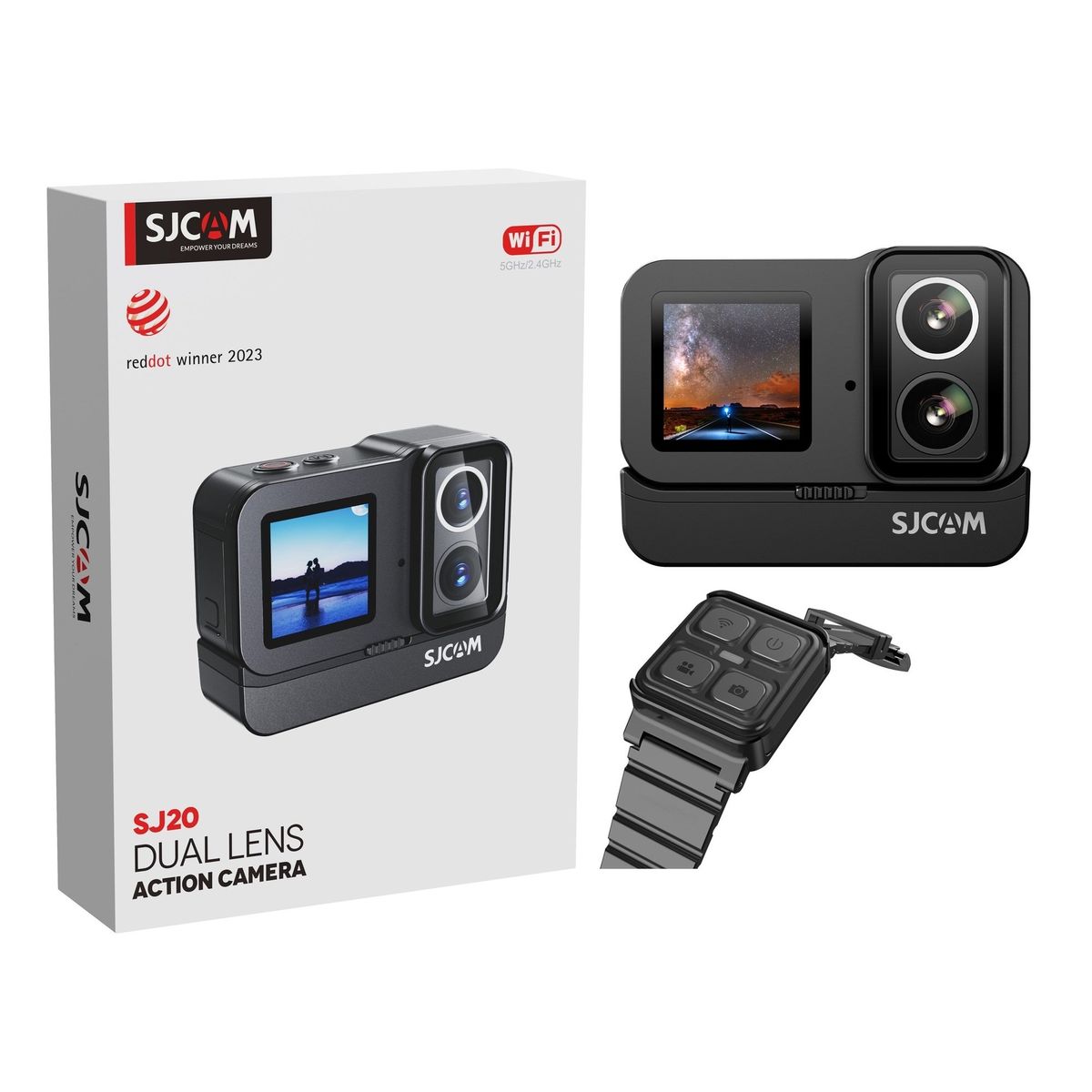 SJCAM - Cámara Deportiva SJCAM SJ20 doble lente 20MP Wifi 30M + reloj