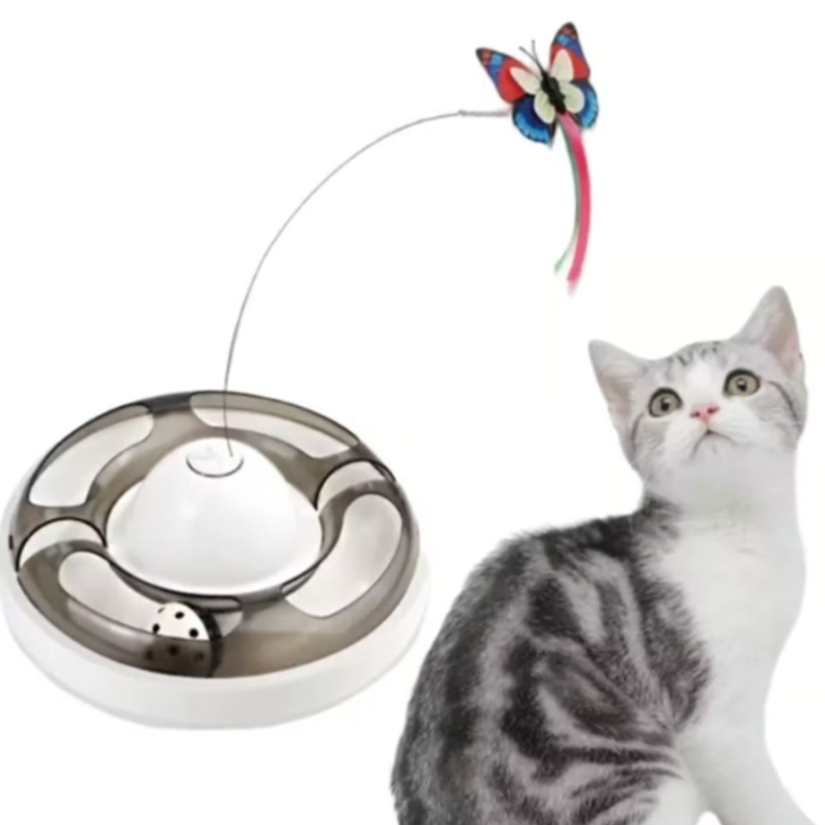 GENERICO - Juego Interactivo Mariposa Para Gatos Gris