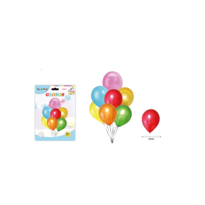 GENERICO - GLOBOS MULTICOLOR  25 CM 25 PCS