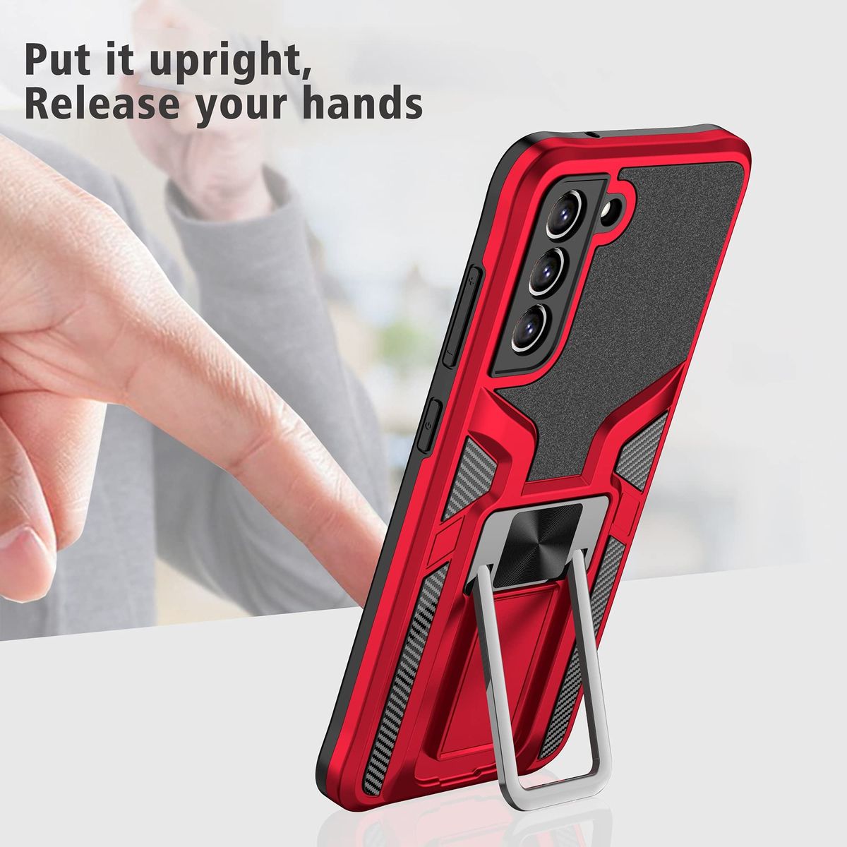 GENERICO - Carcasa Armor Para Samsung S21 Plus - Rojo