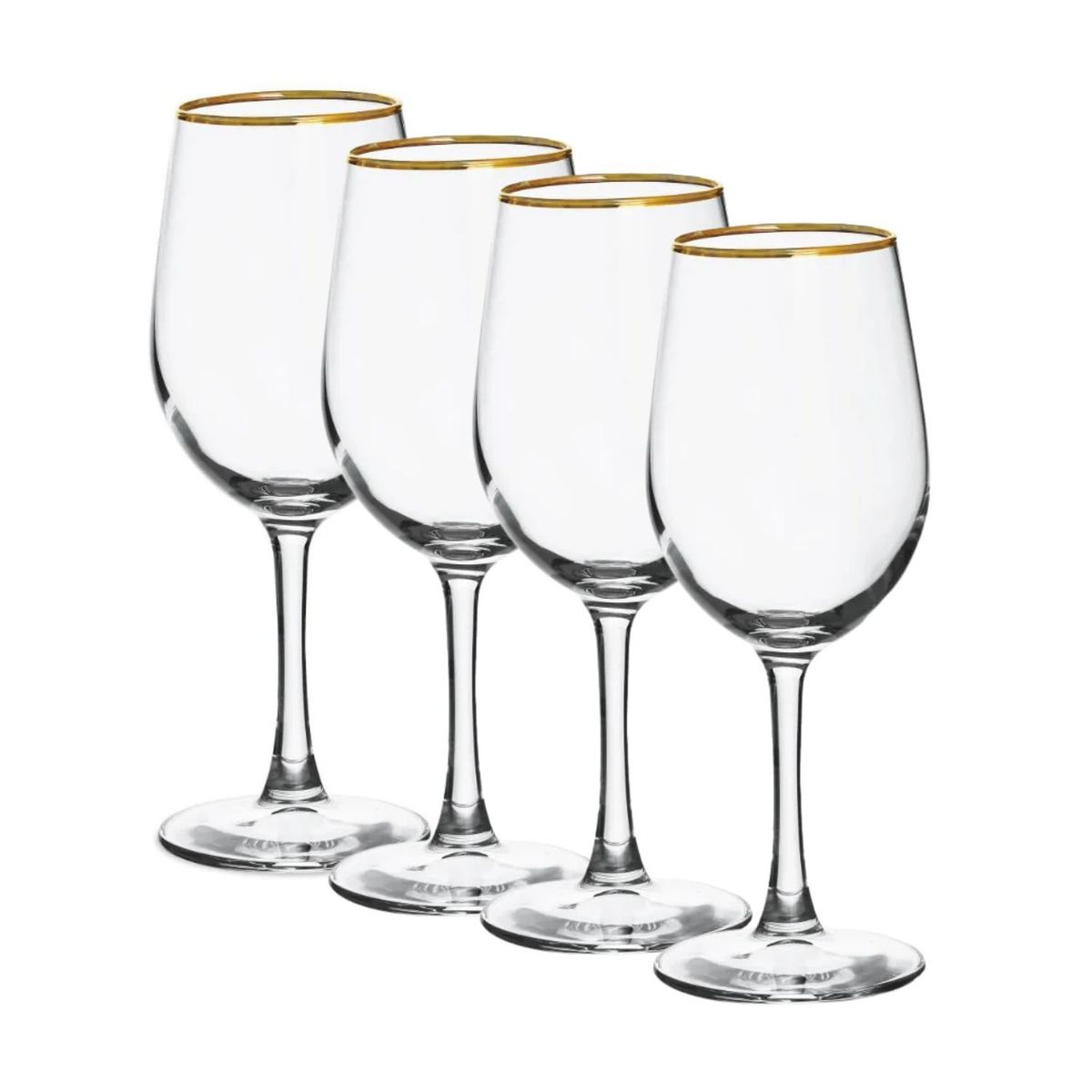 ALLEGRA - Set 4 Copas Borde Dorado Para Vino de 320 Ml Allegra
