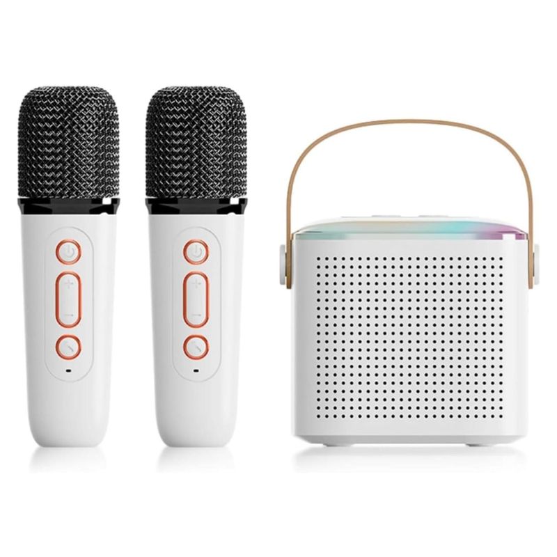 GENERICO - Parlante Bluetooth Con Luces + 2 Micrófonos Inalámbricos