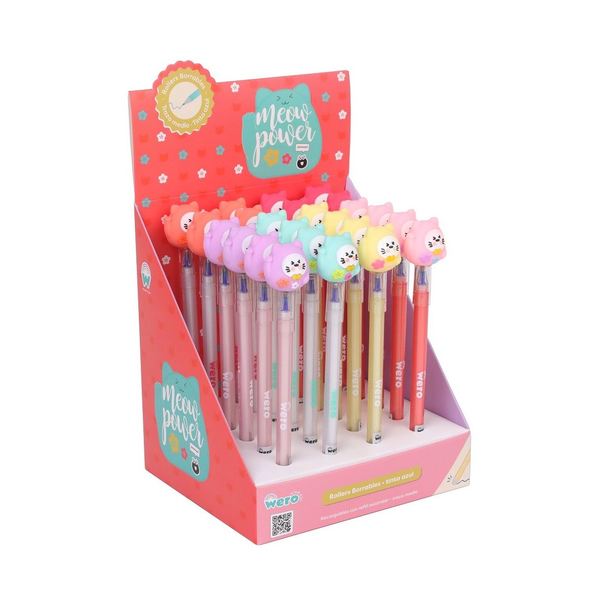 GENERICO - Lápiz Gel Azul Borrable Diseño Meow Power