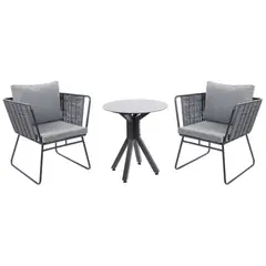 WHITE MARKET - Set de 2 sitiales y una mesa lateral para terraza