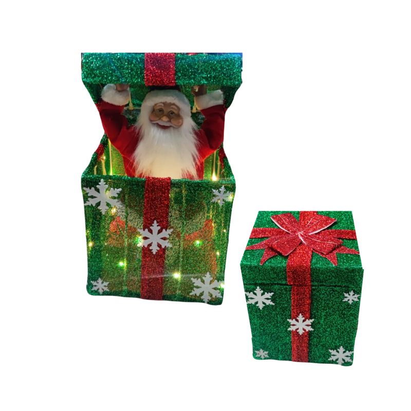 GENERICO - Caja De regalo Navidad Muñeco viejo Pascuero Con Luces y Musica