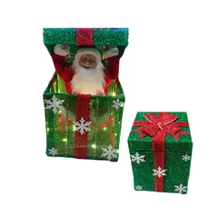 GENERICO - Caja De regalo Navidad Muñeco viejo Pascuero Con Luces y Musica