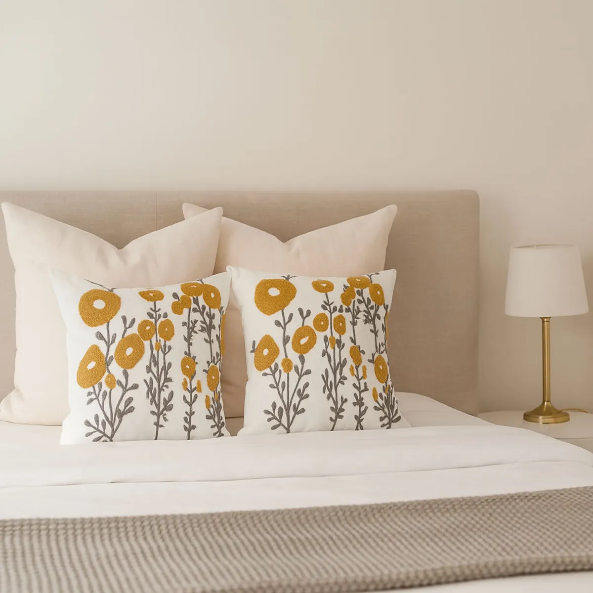 DECORACION CREATIVA - 2 Fundas  Bordado  Rallito de Sol