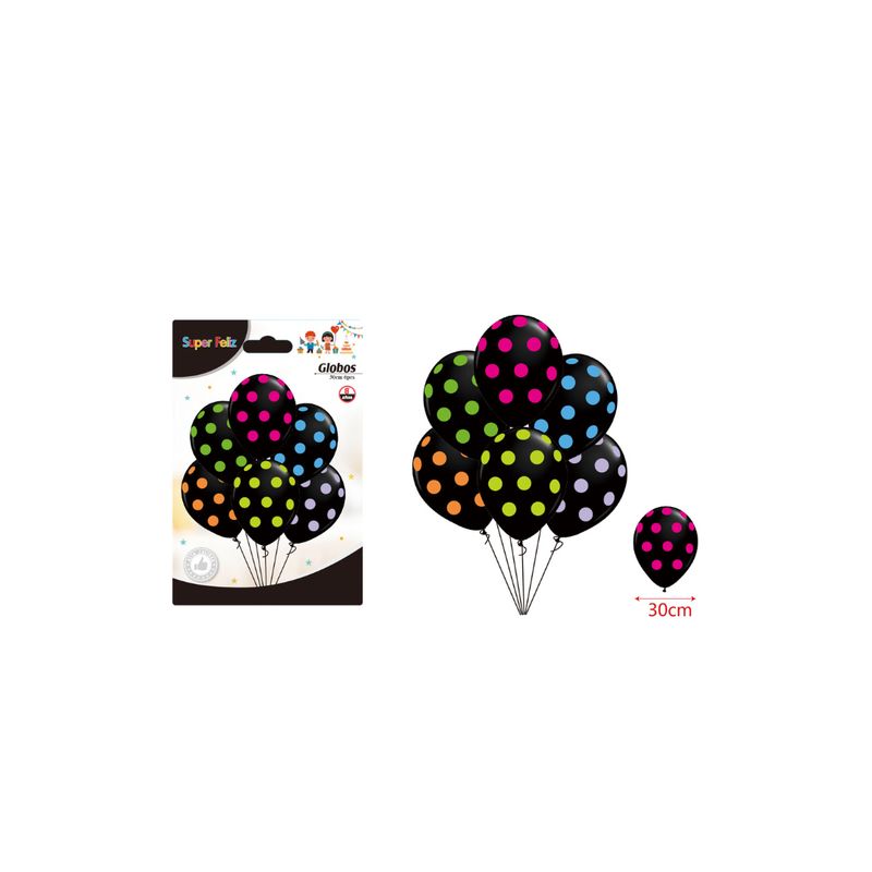 GENERICO - GLOBOS MULTICOLOR 30 CM 6 PCS
