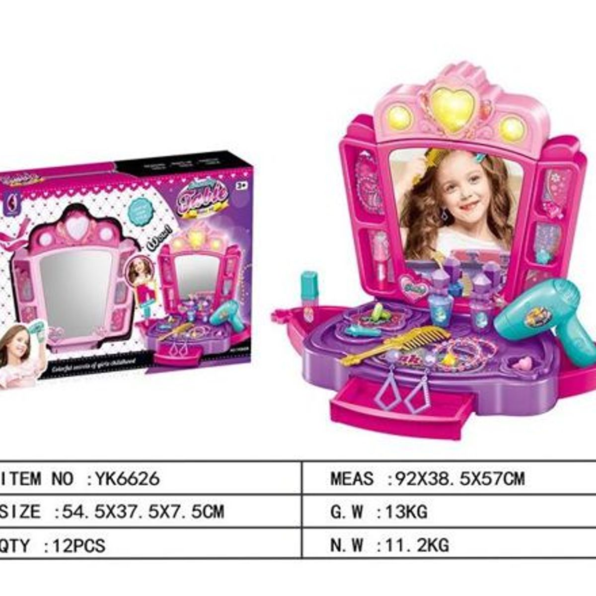 GENERICO - Juego Tocador De Niñas Con Espejo Accesorios De Princesa