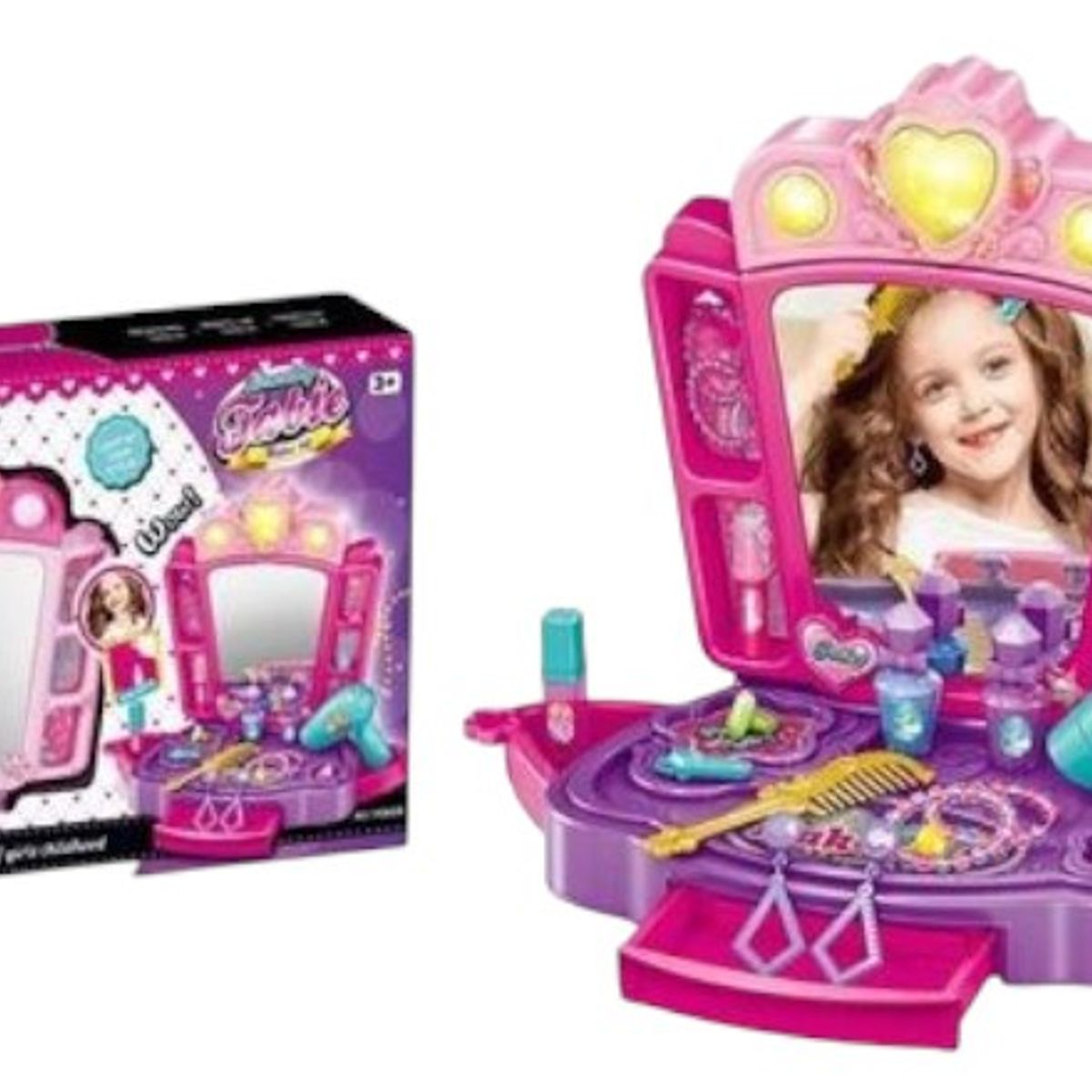 GENERICO - Juego Tocador De Niñas Con Espejo Accesorios De Princesa