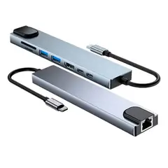 OFERTABKN - Adaptador Multipuerto Hub Tipo C 8 En 1 Hdmi Rj45 Usb Sd Td