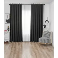 GENERICO - PACK DE CORTINA BLACKOUT MAS VISILLO 140X220 Negra