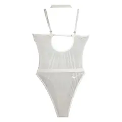GARSIL - Body Tela Semi Transparente Con Tirantes y Cadenas - Lencería De Mujer