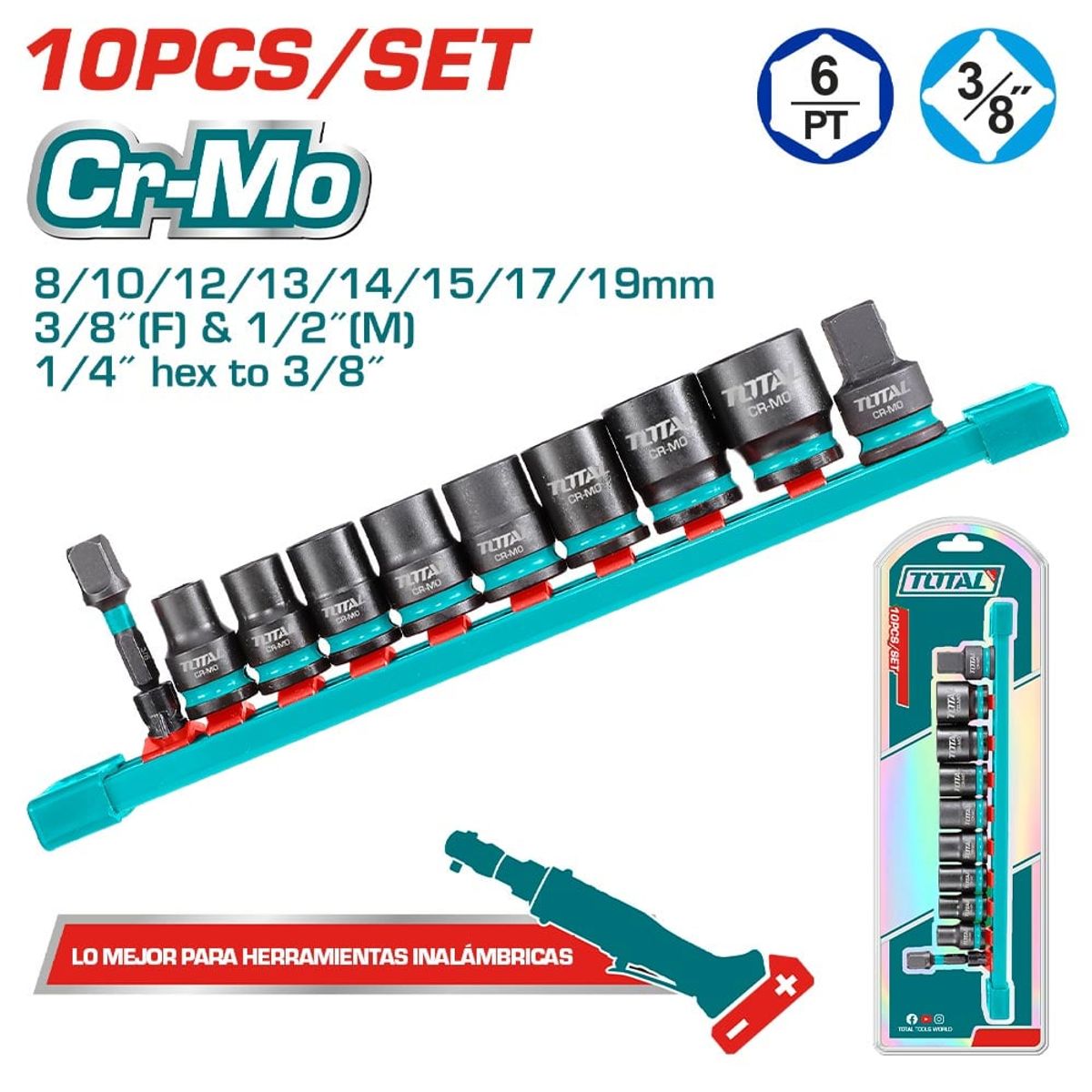 TOTAL - Set 10 dados de Impacto 3/8 Industrial Super Total