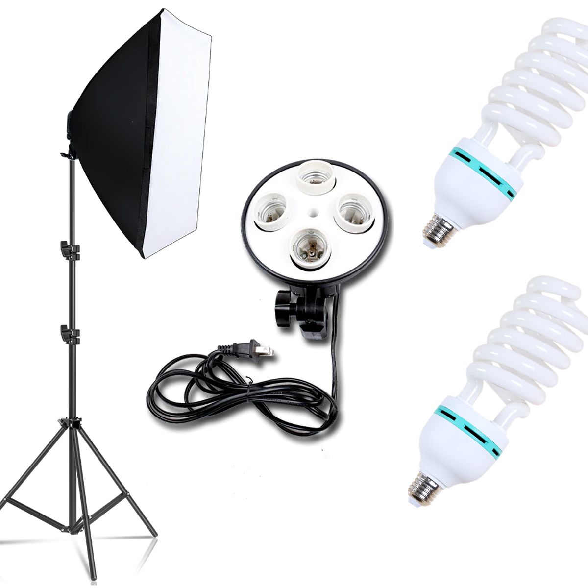 GENERICO - KIT SOFTBOX PARA 4 AMPOLLETAS + ATRIL + 2 AMPOLLETAS 125W