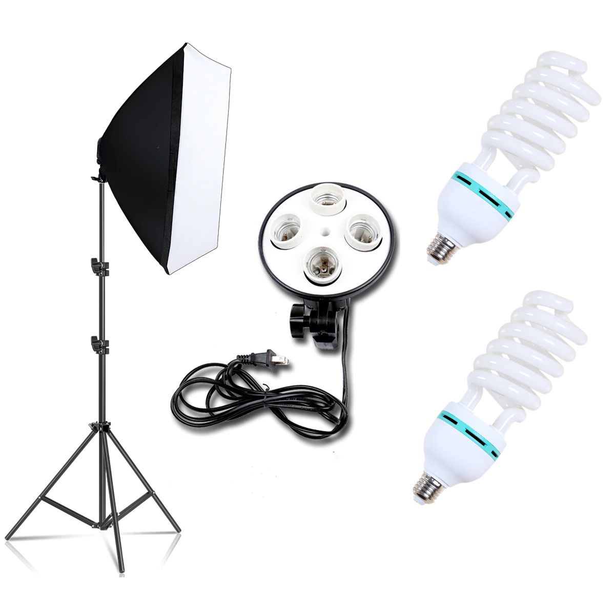 GENERICO - KIT SOFTBOX PARA 4 AMPOLLETAS + ATRIL + 2 AMPOLLETAS 125W