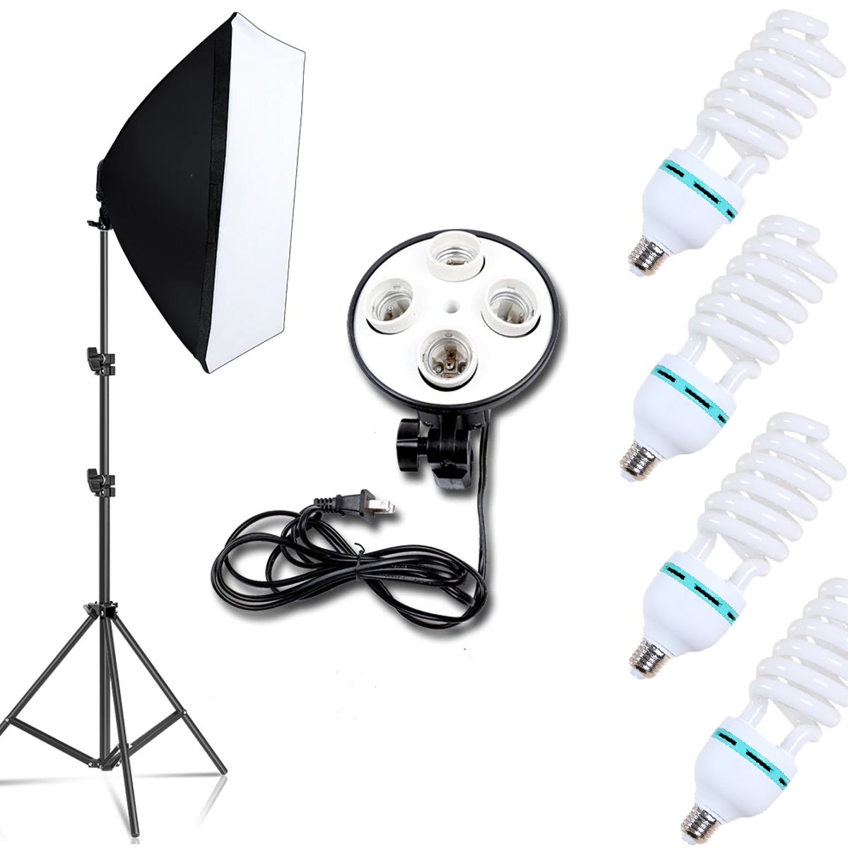 GENERICO - KIT SOFTBOX PARA 4 AMPOLLETAS + ATRIL + 4 AMPOLLETAS 125W