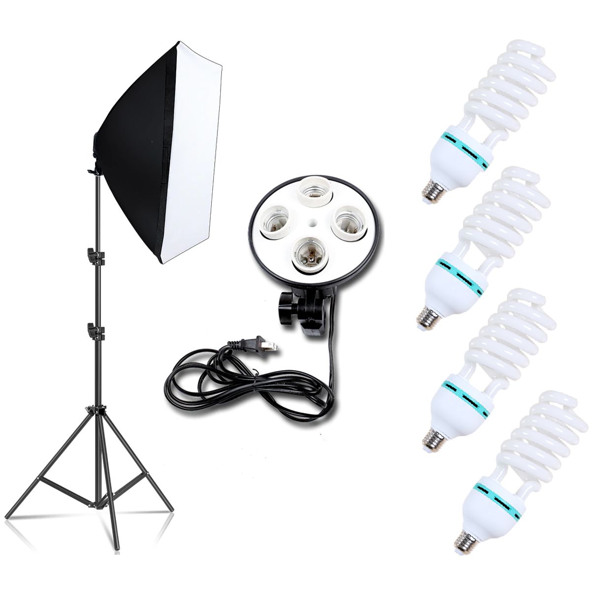 GENERICO - KIT SOFTBOX PARA 4 AMPOLLETAS + ATRIL + 4 AMPOLLETAS 125W