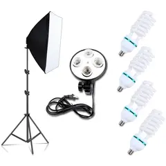 GENERICO - KIT SOFTBOX PARA 4 AMPOLLETAS + ATRIL + 4 AMPOLLETAS 125W