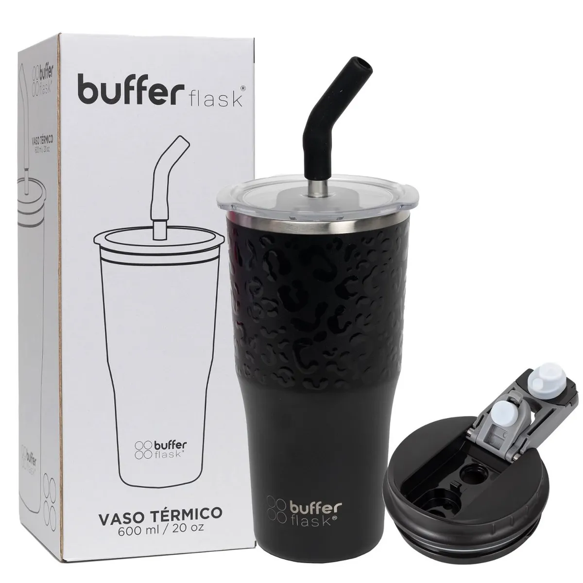 BUFFER FLASK - Termo CafeMug Buffer Vaso Termico600ml Sellable - Negro