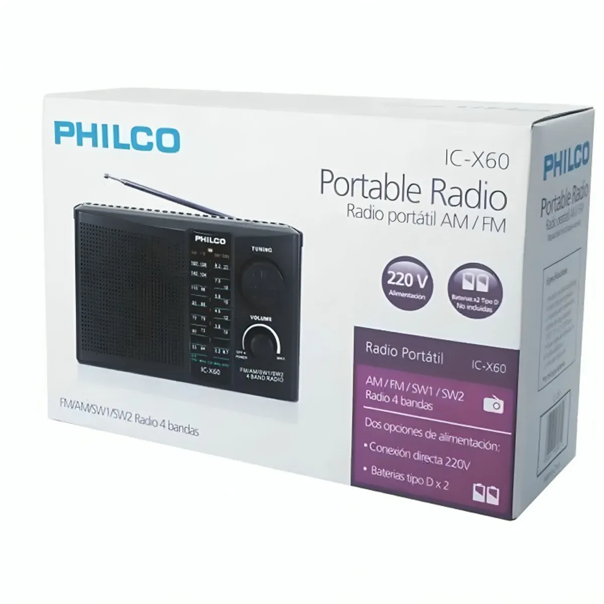 OEM - RADIO PORTABLE MULTIBANDAS  PHILCO IC-X60