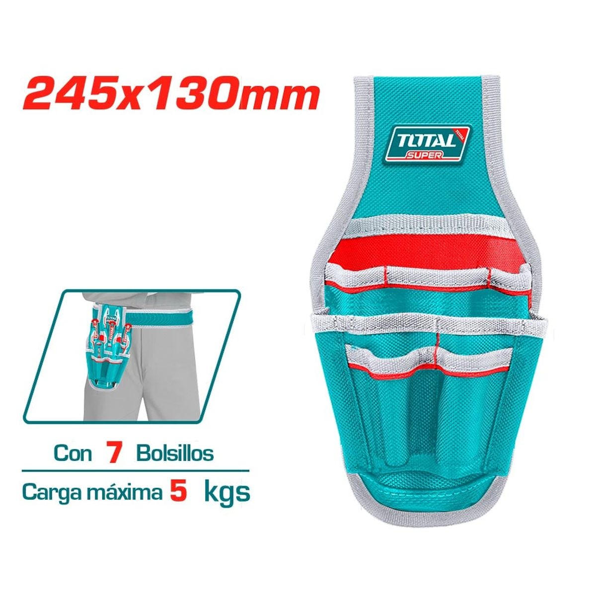 TOTAL - Bolso Herramientas 130mm 7 Bolsillos Total