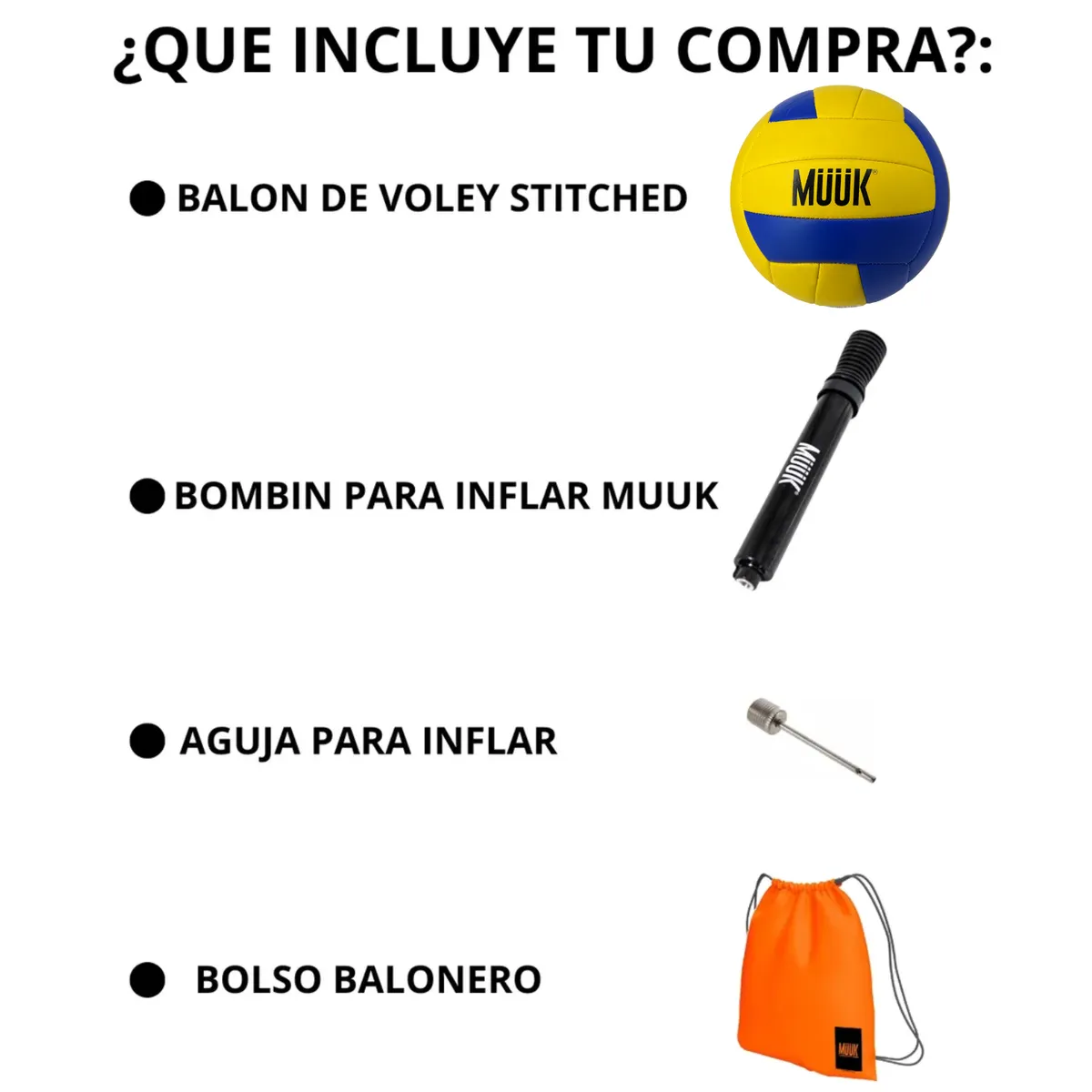 MUUK - Balon Voleibol Volei Muuk Stitched N 5 Bombin+bolso+valvula